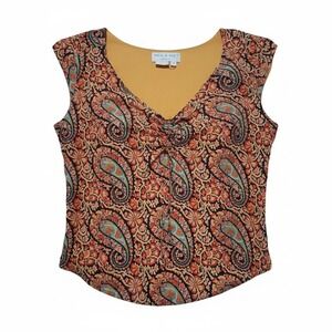 Paul & Joe Womens size 3 100%Silk Floral Paisley Dainty France Quiet Luxury Top